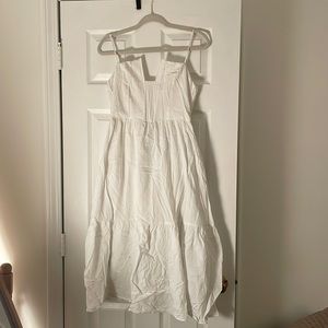 Simplicity and Sweetness White Sleeveless Tiered Midi Dress Lulus